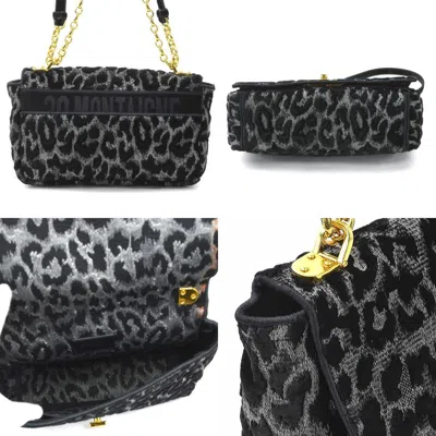 Pre-owned Dior Christian  Black Gray Velvet Canvas Shoulder Bag () In Black, Gray