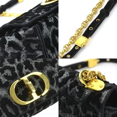 Pre-owned Dior Christian  Black Gray Velvet Canvas Shoulder Bag () In Black, Gray