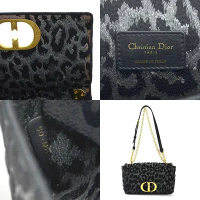 Pre-owned Dior Christian  Black Gray Velvet Canvas Shoulder Bag () In Black, Gray