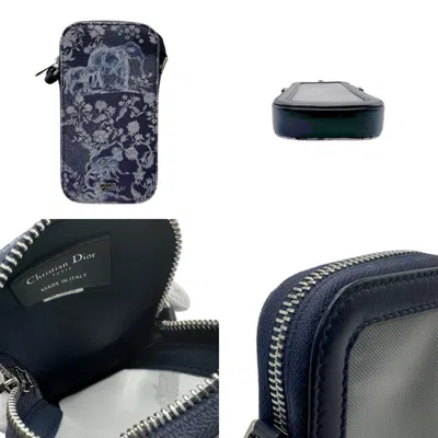 Pre-owned Dior Christian  Navy Canvas Leather Shoulder Bag ()