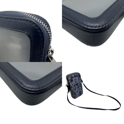 Pre-owned Dior Christian  Navy Canvas Leather Shoulder Bag ()