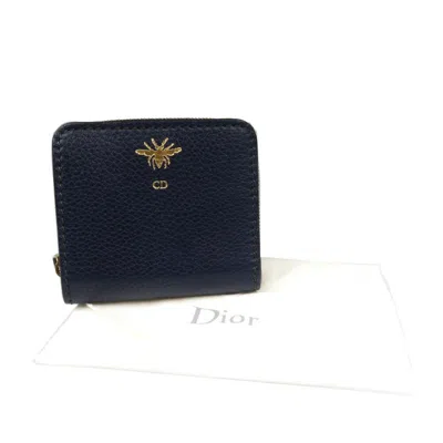 Pre-owned Dior Christian  Navy Leather Wallet (bi-fold) ()