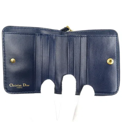 Pre-owned Dior Christian  Navy Leather Wallet (bi-fold) ()