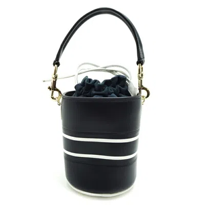 Pre-owned Dior Christian  Navy White Leather Shoulder Bag () In Navy, White
