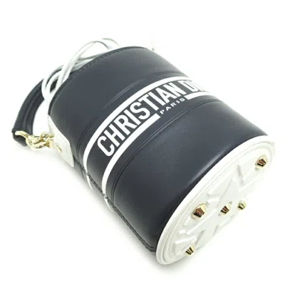 Pre-owned Dior Christian  Navy White Leather Shoulder Bag () In Navy, White