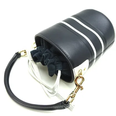 Pre-owned Dior Christian  Navy White Leather Shoulder Bag () In Navy, White