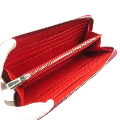 Pre-owned Christian Louboutin Pink Red Color Leather Long Wallet (bi-fold) () In Pink, Red Color