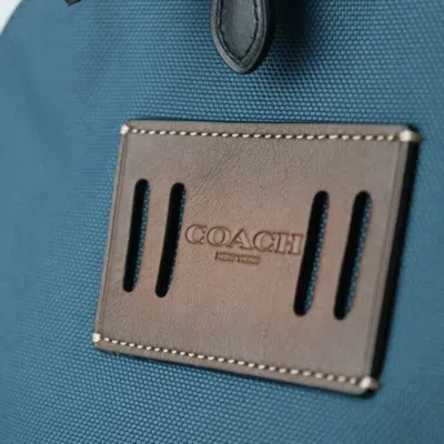 Pre-owned Coach Black Blue Nylon Canvas Leather Backpack () In Black, Blue