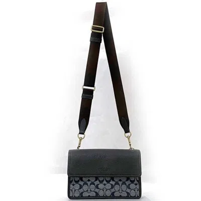 Pre-owned Coach Blue Navy Leather Canvas Shoulder Bag () In Blue, Navy