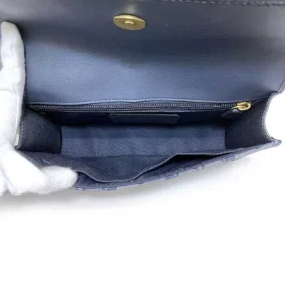 Pre-owned Coach Blue Navy Leather Canvas Shoulder Bag () In Blue, Navy
