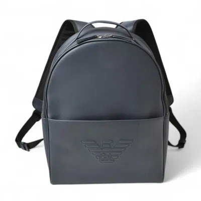 Pre-owned Emporio Armani Navy Coated Canvas Backpack ()