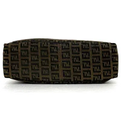 Pre-owned Fendi Black Brown Canvas Leather Tote Bag () In Black, Brown