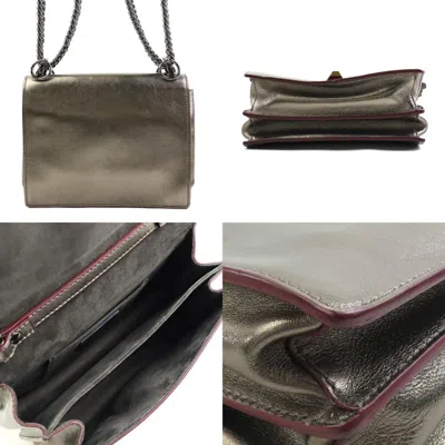 Pre-owned Fendi Gold Metallic Gray Leather Shoulder Bag () In Gold, Metallic Gray