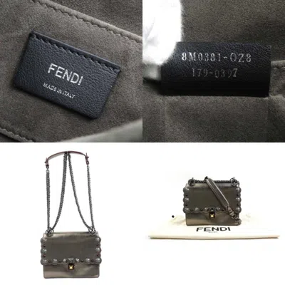 Pre-owned Fendi Gold Metallic Gray Leather Shoulder Bag () In Gold, Metallic Gray
