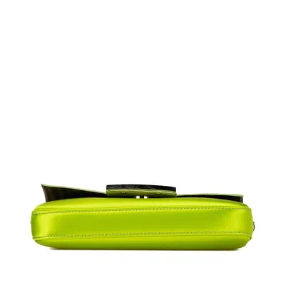 Pre-owned Fendi Light Green Silk Leather Handbag Shoulder Bag ()