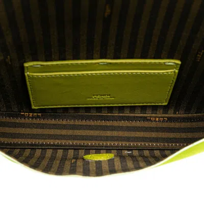 Pre-owned Fendi Light Green Silk Leather Handbag Shoulder Bag ()