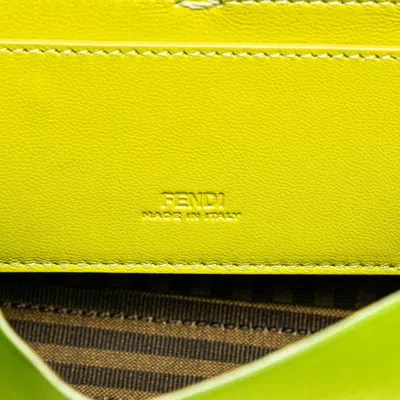 Pre-owned Fendi Light Green Silk Leather Handbag Shoulder Bag ()