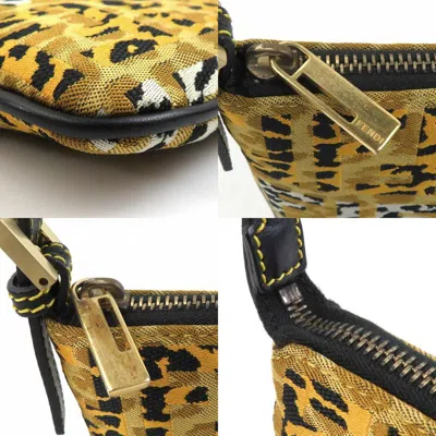 Pre-owned Fendi Zucca Black Brown Canvas Leather Shoulder Bag () In Black, Brown