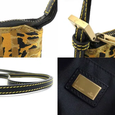 Pre-owned Fendi Zucca Black Brown Canvas Leather Shoulder Bag () In Black, Brown