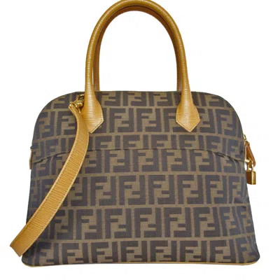 Pre-owned Fendi Zucca Brown Canvas Handbag Shoulder Bag ()