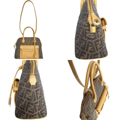 Pre-owned Fendi Zucca Brown Canvas Handbag Shoulder Bag ()