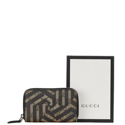 Pre-owned Gucci Beige Black Pvc Leather Coin Purse/coin Case () In Beige, Black