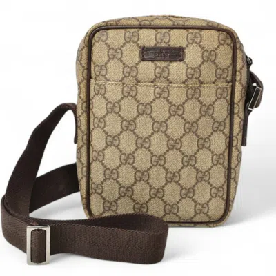 Pre-owned Gucci Beige Brown Coated Canvas Shoulder Bag () In Beige, Brown