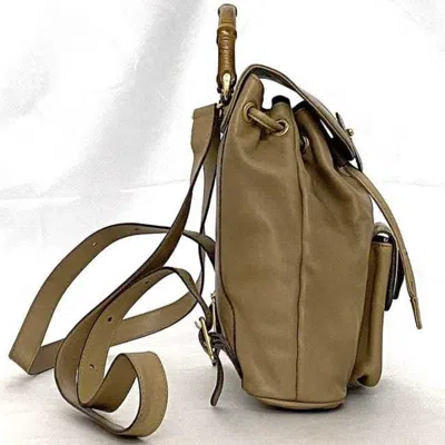 Pre-owned Gucci Beige Leather Bamboo Backpack ()