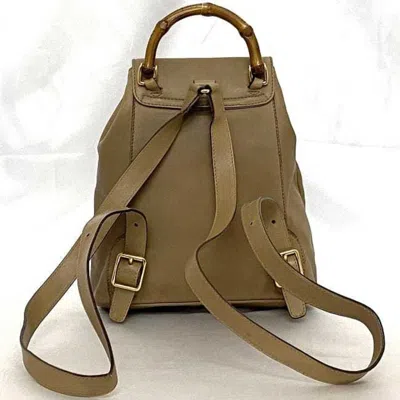 Pre-owned Gucci Beige Leather Bamboo Backpack ()