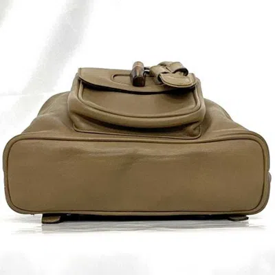 Pre-owned Gucci Beige Leather Bamboo Backpack ()