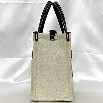Pre-owned Gucci Beige Navy Canvas Leather Handbag Shoulder Bag Tote Bag () In Beige, Navy