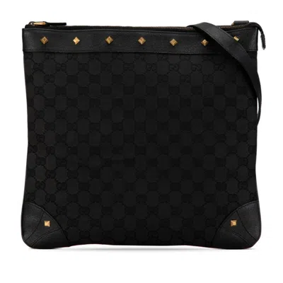 Pre-owned Gucci Black Canvas Leather Shoulder Bag ()