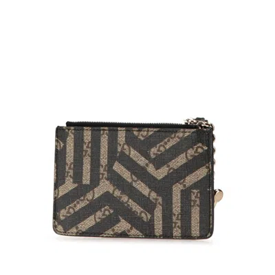 Pre-owned Gucci Black Khaki Pvc Leather Coin Purse/coin Case () In Black, Khaki