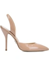 PAUL ANDREW pointed toe slingback pumps,エナメルレザー100%