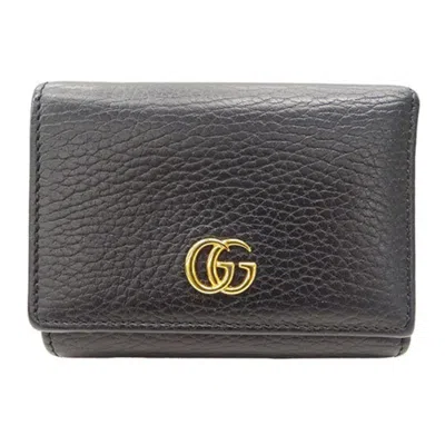 Pre-owned Gucci Black Leather Wallet (tri-fold) ()