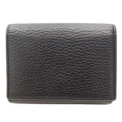 Pre-owned Gucci Black Leather Wallet (tri-fold) ()