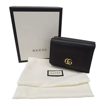 Pre-owned Gucci Black Leather Wallet (tri-fold) ()