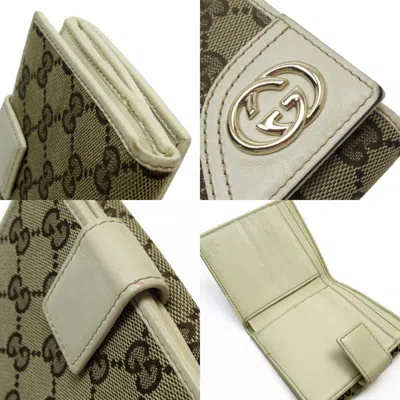 Pre-owned Gucci Brown Ivory Gg Canvas Leather Wallet (bi-fold) () In Brown, Ivory