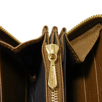 Pre-owned Gucci Brown Leather Long Wallet (bi-fold) ()