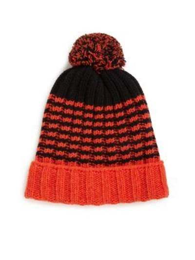 Shop Gucci Knit Wool Pom-pom Hat In Orange-black