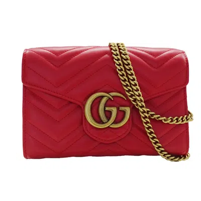 Pre-owned Gucci Red Color Leather Shoulder Bag ()
