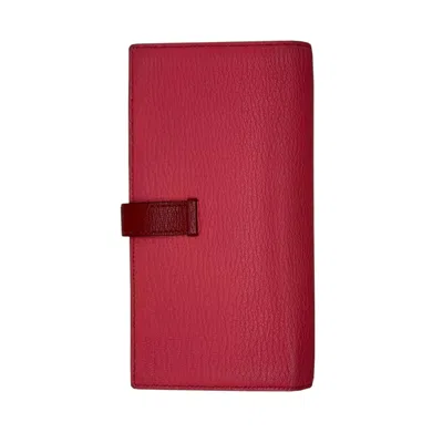 Pre-owned Hermes Bicolor Rouge Garance Chevre Leather Long Wallet (bi-fold) () In Bicolor, Rouge Garance