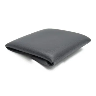 Pre-owned Hermes Black Blue Nuit Evercalf Leather Leather Coin Purse/coin Case () In Black, Blue Nuit