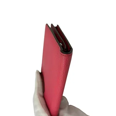 Pre-owned Hermes Bicolor Rouge Garance Chevre Leather Long Wallet (bi-fold) () In Bicolor, Rouge Garance