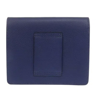 Pre-owned Hermes Bleu Saphir Blue Zephyr Evercalf Leather Coin Purse/coin Case () In Bleu Saphir, Blue Zephyr