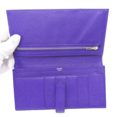 Pre-owned Hermes Blue Electric Epsom Leather Coin Purse/coin Case ()