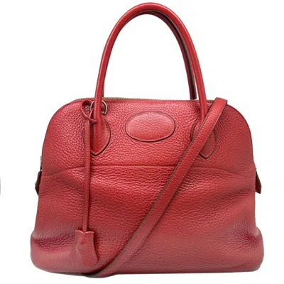 Pre-owned Hermes Bolide Red Color Rouge Casaque Taurillon Clemence Leather Handbag Shoulder Bag () In Red Color, Rouge Casaque