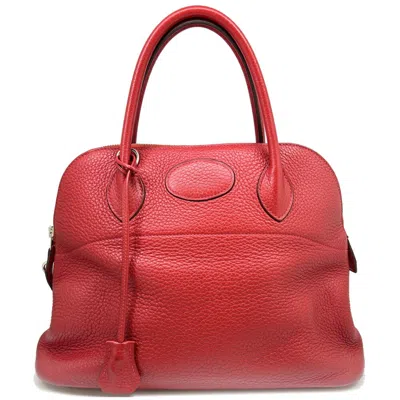 Pre-owned Hermes Bolide Red Color Rouge Casaque Taurillon Clemence Leather Handbag Shoulder Bag () In Red Color, Rouge Casaque