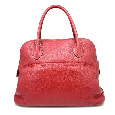 Pre-owned Hermes Bolide Red Color Rouge Casaque Taurillon Clemence Leather Handbag Shoulder Bag () In Red Color, Rouge Casaque