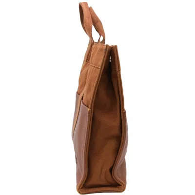Pre-owned Hermes Brown Canvas Leather Handbag Tote Bag ()